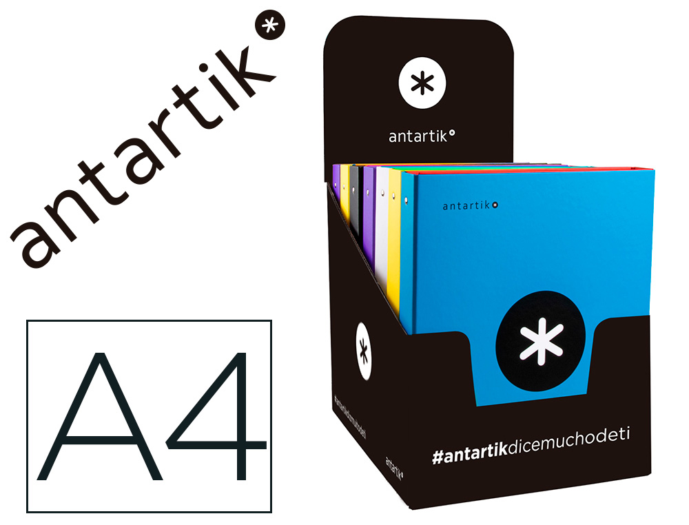 CARPETA 4 ANILLAS 40 MM MIXTAS LIDERPAPEL ANTARTIK A4 FORRADA COLORES SURTIDOS