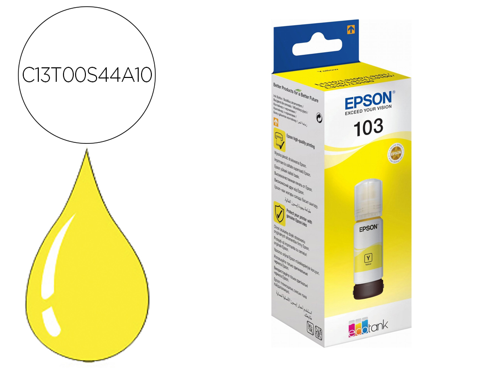 TINTA EPSON ECOTANK 103 L3110/3150/3151/5190 AMARILLO BOTELLA DE 65 ML