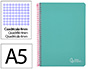 CUADERNO ESPIRAL LIDERPAPEL DIN A5 WITTY TAPA DURA 80H 90GR CUADRO 4MM CON MARGEN COLOR TURQUESA