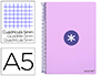 CUADERNO ESPIRAL LIDERPAPEL A5 ANTARTIK TAPA DURA 80H 100 GR CUADRO 5MM COLOR LAVANDA