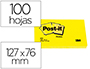 BLOC DE NOTAS ADHESIVAS QUITA Y PON POST-IT 76X127 MM CON 100 HOJAS 655