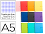 CUADERNO ESPIRAL LIDERPAPEL A5 CRAFTY TAPA FORRADA 80H 90 GR CUADRO 4 MM CON MARGEN COLORES SURTIDOS