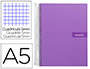 CUADERNO ESPIRAL LIDERPAPEL A5 MICRO CRAFTY TAPA FORRADA 120H 90 GR CUADRO 5MM 5 BANDAS6 TALADROS COLOR VIOLETA