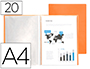 CARPETA LIDERPAPEL ESCAPARATE 20 FUNDAS POLIPROPILENO DIN A4 NARANJA FLUOR OPACO