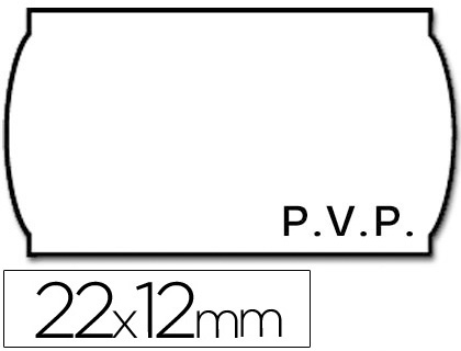 ETIQUETAS METO ONDULADAS 22 X 12 MM PVP BLANCA (ADH2) ROLLO 1500 ETIQUETAS