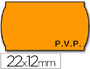ETIQUETAS METO ONDULADAS 22 X 12 MM PVP NARANJA FLUOR ADH 2 ROLLO 1500 ETIQUETAS