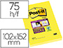 BLOC DE NOTAS ADHESIVAS QUITA Y PON POST-IT SUPER STICKY RAYADO AMARILLO ULTRA 102X152 MM