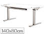 MESA DE OFICINA LEVADO BASE METAL ACERO PINTADO SISTEMA ELECTRICO REGULABLE ALTURA TABLERO BLANCO 140 X 80 CM