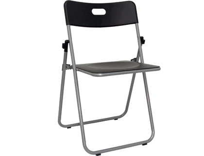 SILLA PYC CONFERENCIA PLEGABLE ESTRUCTURA METAL GRISASIENTO Y RESPALDO POLIPROPILENO 780X440X500MM NEGRA