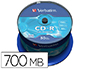 CD-R VERBATIM CAPACIDAD 700MB VELOCIDAD 52X 80 MIN TARRINA DE 50 UNIDADES