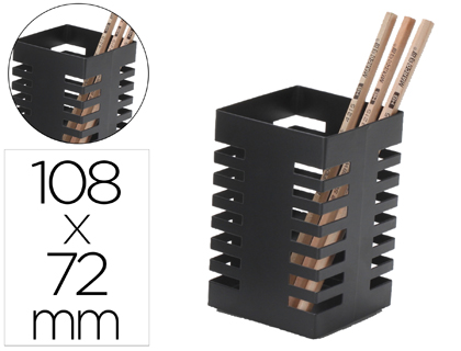 CUBILETE PORTALAPICES Q-CONNECT METAL CUADRADO NEGRO 72X108 MM