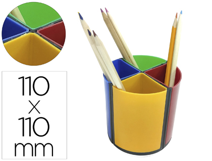 CUBILETE PORTALAPICES Q-CONNECT PLASTICO REDONDO GIRATORIO DIAMETRO 110 MM ALTURA 110 MM 4 COLORES
