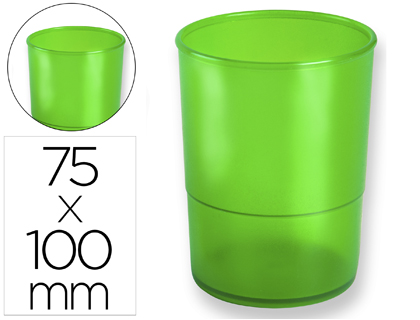 CUBILETE PORTALAPICES Q-CONNECT PLASTICO DIAMETRO 75 MM ALTURA 100 MM VERDE TRANSLUCIDO