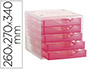 FICHERO CAJONES DE SOBREMESA ARCHIVO 2000 APILABLE 5 CAJONES FUCSIA TRANSLUCIDO 260X270X340 MM
