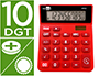 CALCULADORA LIDERPAPEL SOBREMESA XF22 10 DIGITOS SOLAR Y PILAS COLOR ROJO 127X105X24 MM