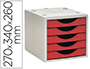 FICHERO CAJONES DE SOBREMESA ARCHIVO 2000 5 CAJONES COLOR ROJO OPACO 270X340X260 MM