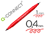 ROTULADOR Q-CONNECT MARCADOR PERMANENTE DOBLE PUNTA COLOR ROJO 0,4 MM Y 1 MM