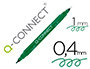 ROTULADOR Q-CONNECT MARCADOR PERMANENTE DOBLE PUNTA COLOR VERDE 0,4 MM Y 1 MM