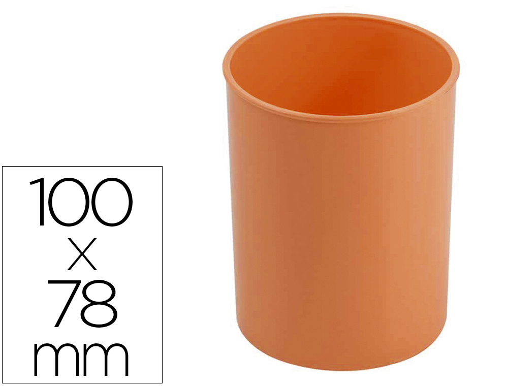 CUBILETE PORTALAPICES FAIBO PLASTICO COLOR NARANJA PASTEL 78 MM DIAMETRO X 100 MM ALTO