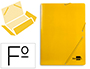 CARPETA LIDERPAPEL GOMAS FOLIO 3 SOLAPAS CARTON PLASTIFICADO COLOR AMARILLO
