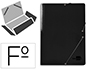 CARPETA LIDERPAPEL GOMAS FOLIO 3 SOLAPAS CARTON PLASTIFICADO COLOR NEGRO