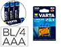 PILA VARTA ALCALINA LONGLIFE POWER AAA TIPO LR-03 BLISTER DE 4 UNIDADES