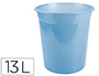 PAPELERA PLASTICO LIDERPAPEL CELESTE TRANSLUCIDO 13 LITROS 275X285 MM