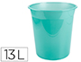 PAPELERA PLASTICO LIDERPAPEL MENTA TRANSLUCIDO 13 LITROS 275X285 MM