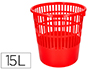 PAPELERA PLASTICO Q-CONNECT 15 LITROS REJILLA COLOR ROJO 285X290 MM