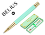BOLIGRAFO BELIUS MACARON BLISS FORMA HEXAGONAL COLOR VERDE DORADO TINTA AZUL CAJA DE DISEO
