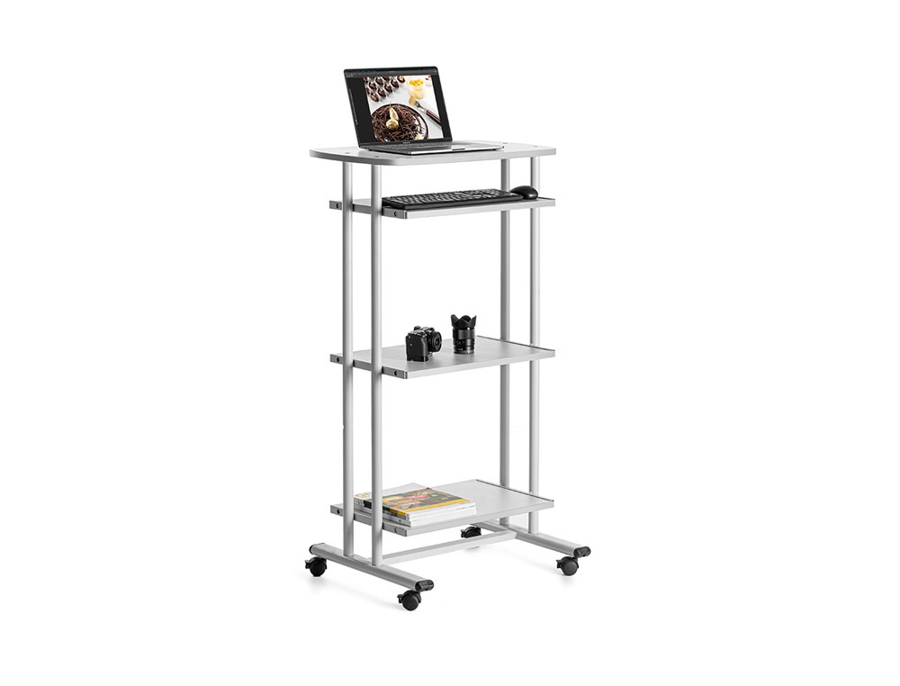 MESA ORDENADOR ROCADA RD-5220 ESTRUCTURA METALICA BANDEJAS REGULABLES EN ALTURA CON TECLADO EXTRAIBLE