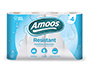 PAPEL DE COCINA AMOOS 2 CAPAS 100 MM DIAMETRO X 224 MM ALTO 42G/M2 36 SERVICIOS PAQUETE DE 4 ROLLOS