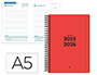 AGENDA ESCOLAR LIDERPAPEL 25-26 ESPIRAL BASIC ROJO DIA PAGINA A5 BILINGE PAPEL FSC 70 GR