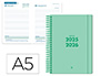 AGENDA ESCOLAR LIDERPAPEL 25-26 ESPIRAL BASIC VERDE MENTA DIA PAGINA A5 BILINGE PAPEL FSC 70 GR