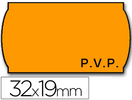 ETIQUETAS METO ONDULADAS 32 X 19 MM PVP ADH 2 FLUOR NARANJA ROLLO 1000 ETIQUETAS