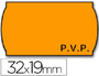 ETIQUETAS METO ONDULADAS 32 X 19 MM PVP ADH 2 FLUOR NARANJA ROLLO 1000 ETIQUETAS