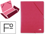 CARPETA LIDERPAPEL GOMAS FOLIO 3 SOLAPAS CARTON PRESPAN ROJA