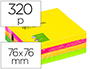 BLOC DE NOTAS ADHESIVAS QUITA Y PON Q-CONNECT 76X76 MM FLUORESCENTE CON 320 HOJAS