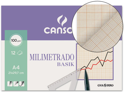 PAPEL MILIMETRADO GUARRO 210X297 MM MINIPACK DE 12 HOJA