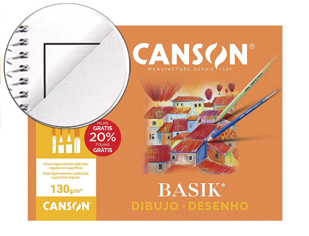 PAPEL DIBUJO BASIK 240X320 DIN A4 + 130 GR. CON RECUADRO -MINIPACK DE 10 HOJAS