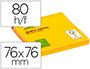 BLOC DE NOTAS ADHESIVAS QUITA Y PON Q-CONNECT 76X76 MM NARANJA NEON 80 HOJAS