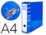 ARCHIVADOR DE PALANCA LIDERPAPEL A4 FILING SYSTEM FORRADO SIN RADO LOMO 80MM AZUL CON CAJA Y COMPRESOR METALICO