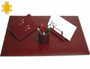 ESCRIBANIA SOBREMESA Q-CONNECT ARTESANIA DE PIEL JUEGO DE 4 PIEZAS 40X60X0,6 CM FABRICADA EN UBRIQUE