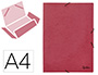 CARPETA LIDERPAPEL GOMAS A3 3 SOLAPAS CARTON PRESPAN ROJA