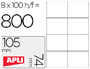 ETIQUETA ADHESIVA APLI 1279 TAMAO 105X74 MM PARA FOTOCOPIADORA LASER INK-JET CAJA CON 100 HOJAS DIN A4