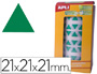GOMETS AUTOADHESIVOS TRIANGULARES 21X21X21 MM VERDE EN ROLLO