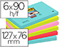 BLOC DE NOTAS ADHESIVAS QUITA Y PON POST-IT SUPER STICKY 76X127 MM CON 90 HOJAS PACK DE 6 UNIDADES COLORES MIAMI