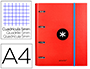 CARPETA CON RECAMBIO ANTARTIK A4 CUADRO 5MM FORRADA 4 ANILLAS 40MM REDONDAS CON SOLAPA COLOR ROJO