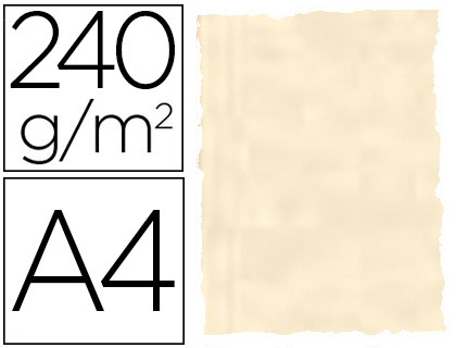 PAPEL COLOR LIDERPAPEL PERGAMINO CON BORDES A4 240GR HUESO PACK DE 10 HOJAS