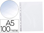 FUNDA MULTITALADRO Q-CONNECT DIN A5 100 MC CRISTAL 6 TALADROS